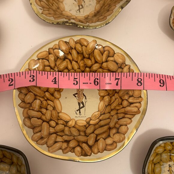 Vintage Mr. Peanut Snack Bowl Set – Planters Peanuts Advertising Tin Dishes - Picture 2 of 5